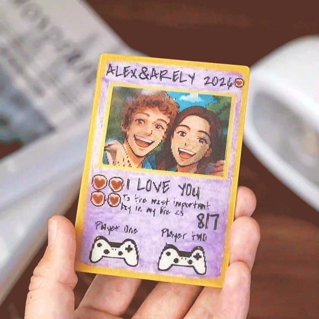 Personalisierte Valentinstagskarte Für Power-paare, Lentikularkarte, Individuelle Jahrestagskarte Mit Paarfoto Im Anime-stil, Valentinstagsgeschenk Für Verliebte - MyFaceBoxerDE