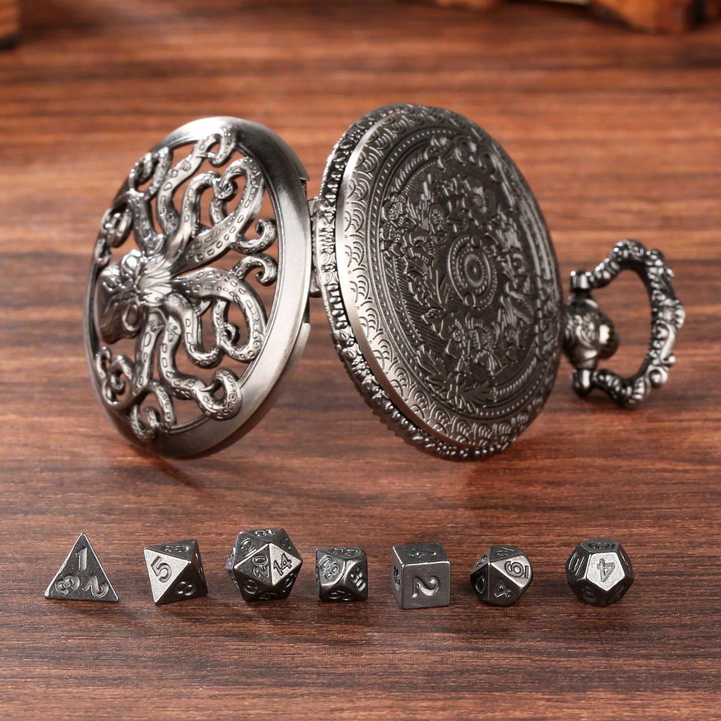 Drachenwappen-Taschenuhr-Würfelset Für Tabletop-Rollenspiele (TTRPG) - MyFaceBoxerDE