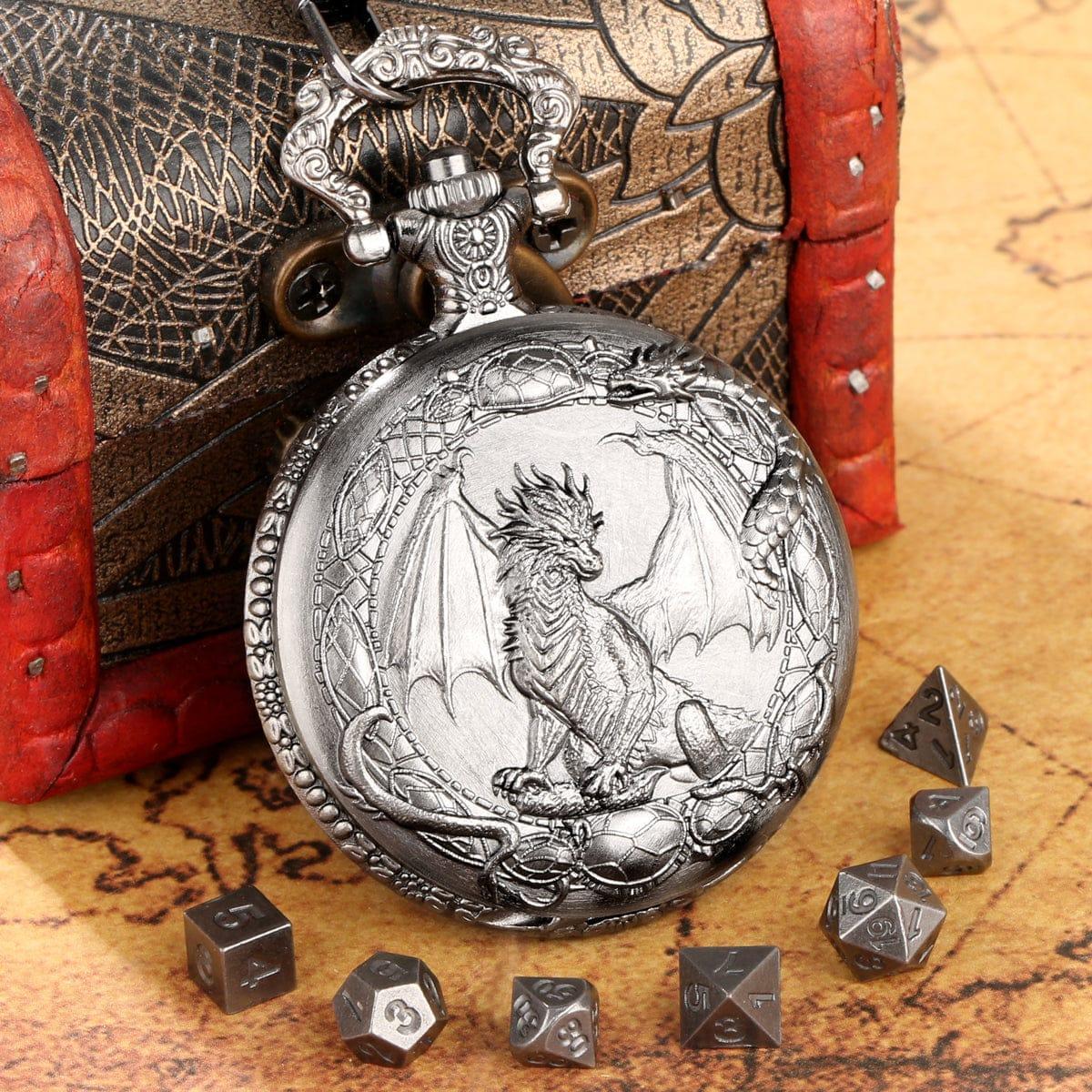 Drachenwappen-Taschenuhr-Würfelset Für Tabletop-Rollenspiele (TTRPG) - MyFaceBoxerDE