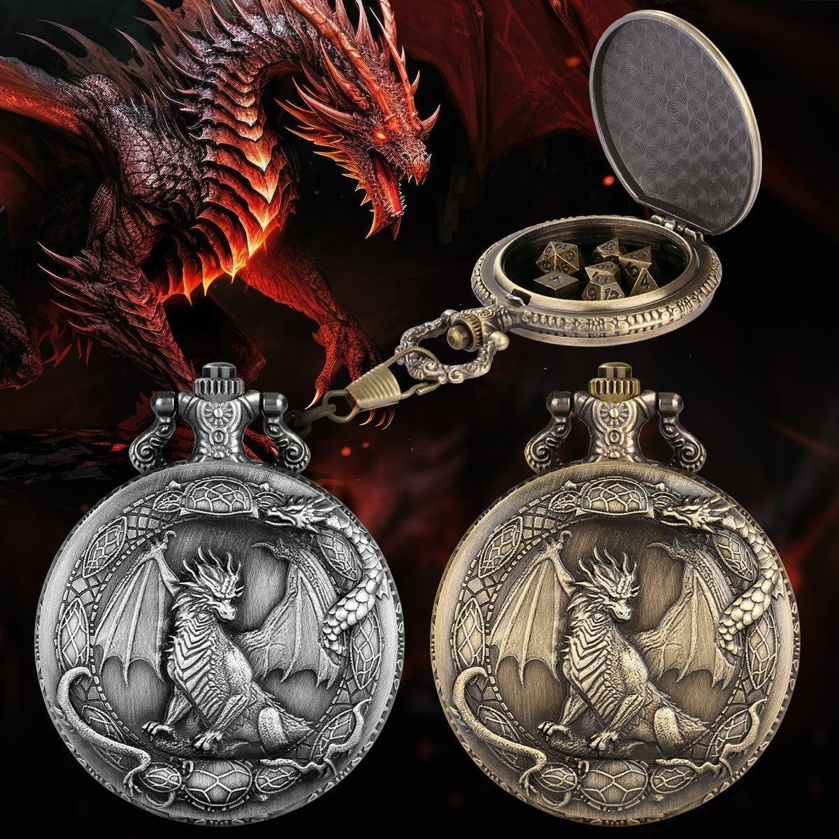 Drachenwappen-Taschenuhr-Würfelset Für Tabletop-Rollenspiele (TTRPG) - MyFaceBoxerDE
