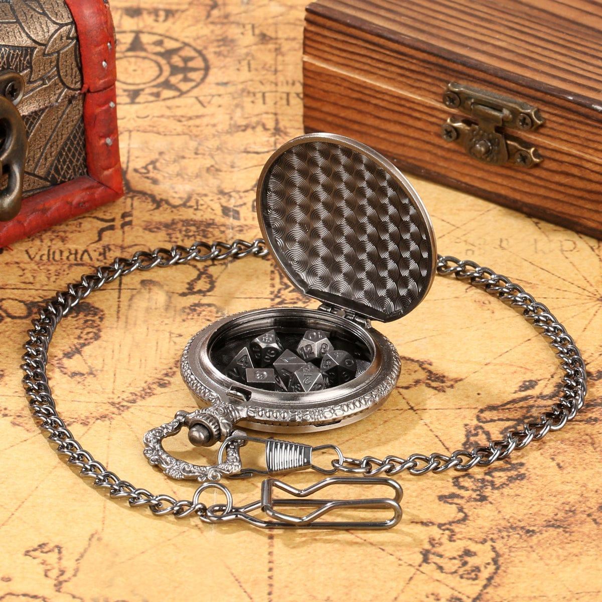 Drachenwappen-Taschenuhr-Würfelset Für Tabletop-Rollenspiele (TTRPG) - MyFaceBoxerDE