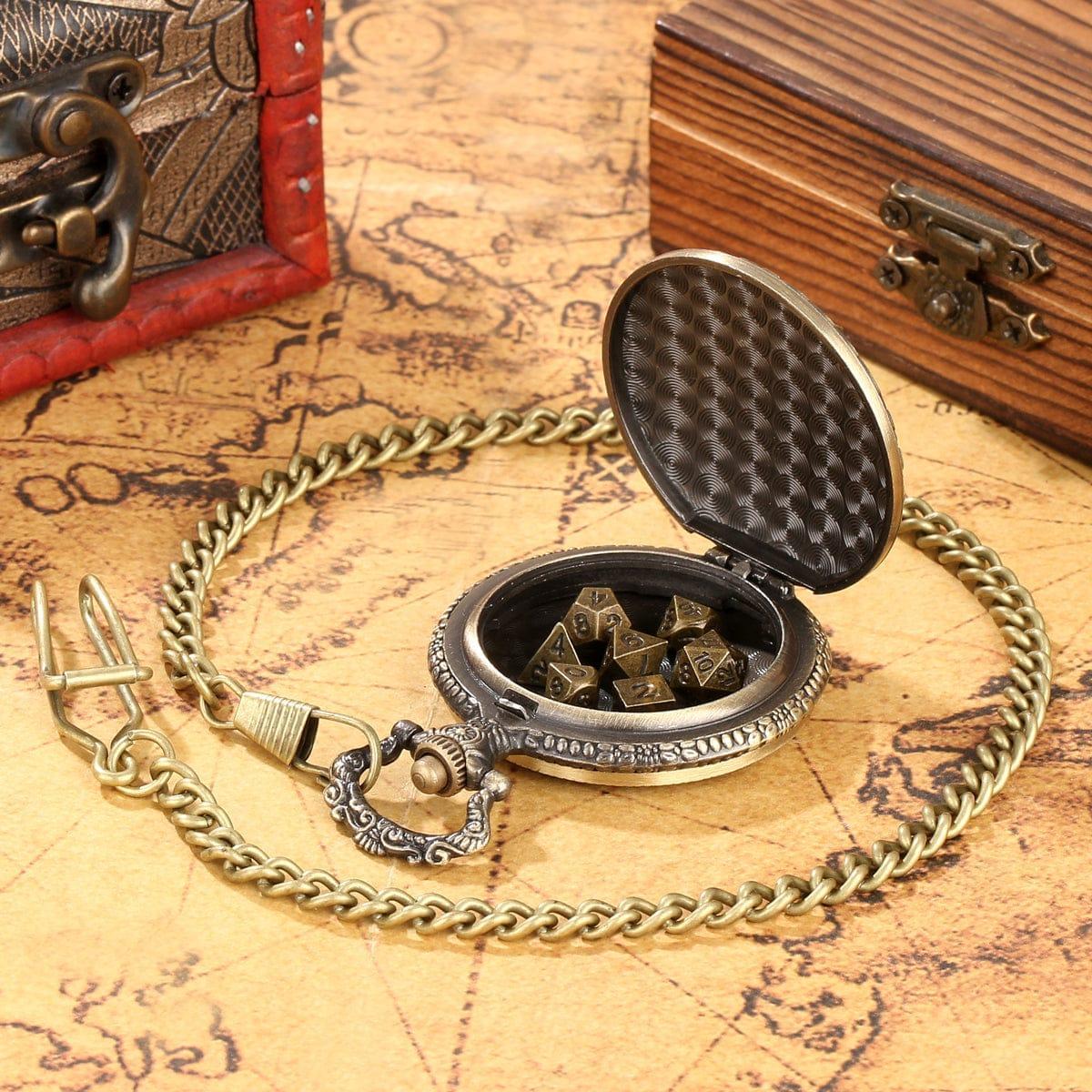 Drachenwappen-Taschenuhr-Würfelset Für Tabletop-Rollenspiele (TTRPG) - MyFaceBoxerDE