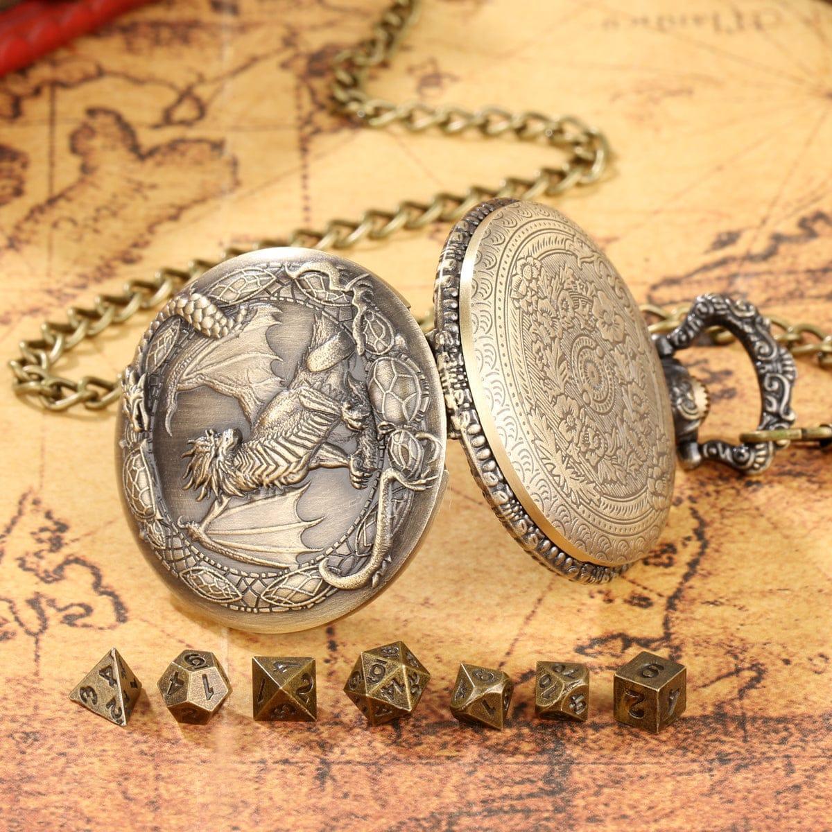 Drachenwappen-Taschenuhr-Würfelset Für Tabletop-Rollenspiele (TTRPG) - MyFaceBoxerDE
