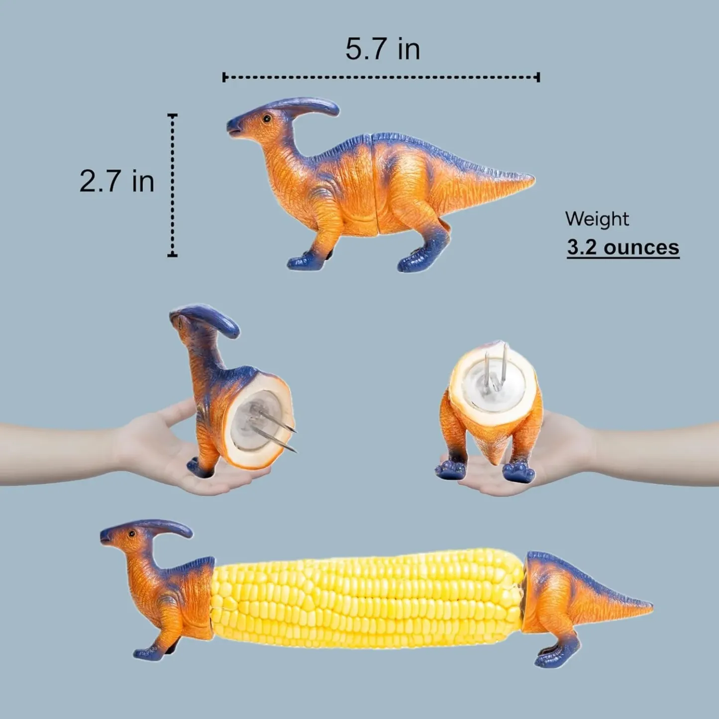 Dinosaurier-Maiskolbenhalter Für Maiskolben – Lustiger Maiskolbenhalter Für Kinder Und Erwachsene Mit Edelstahlzinken - MyFaceBoxerDE