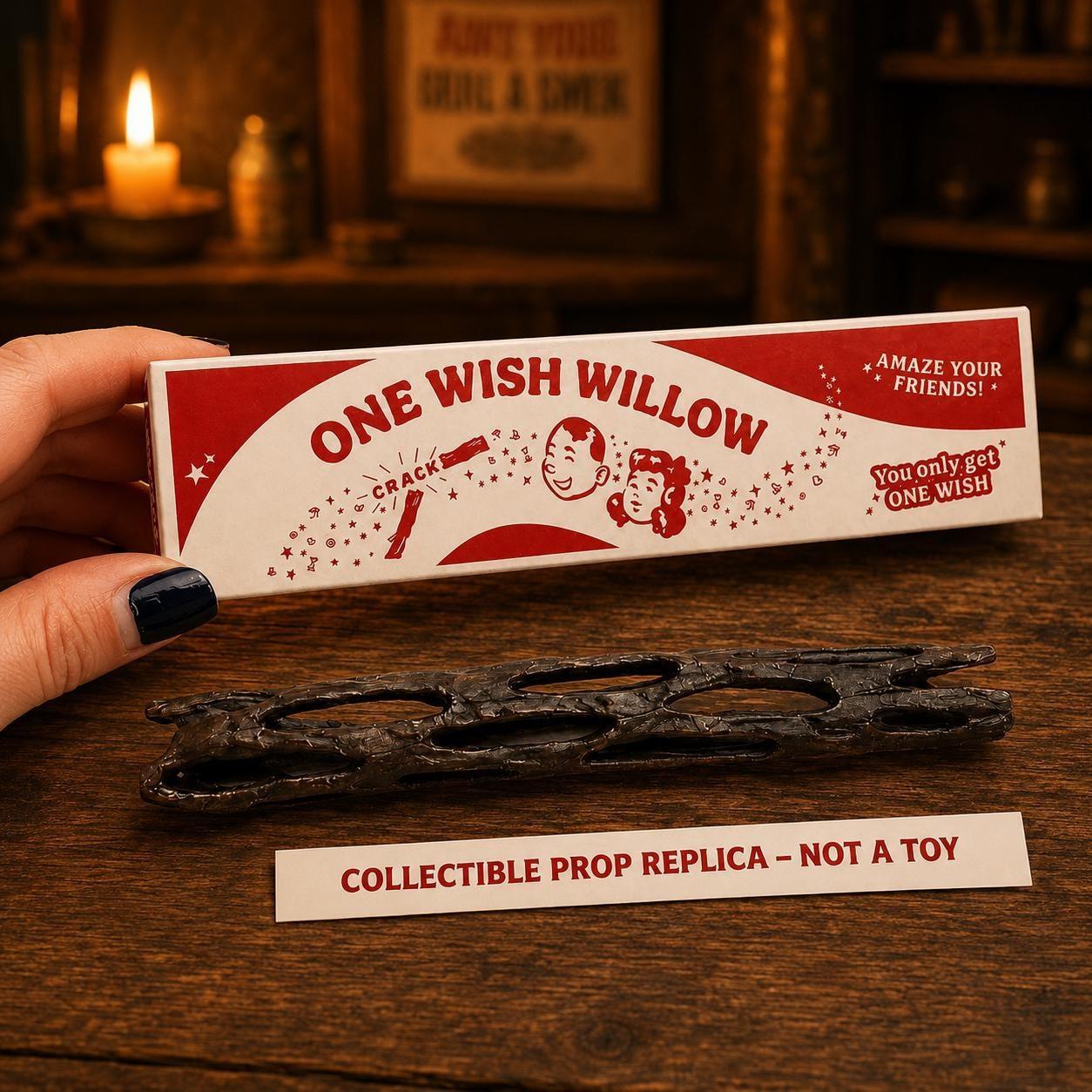 One Wish Willow Prop Replica Sammlerstück Mit Retro-Dreiecksbox, Verfluchter Wunschstab, Fan-Geschenk - MyFaceBoxerDE