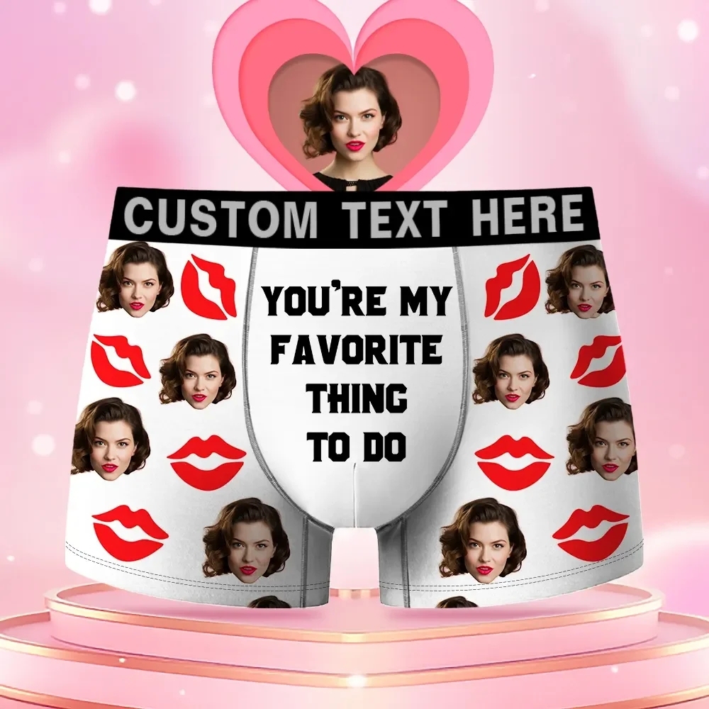 Personalisiertes Gesicht Herren Boxershorts Mit Dem Aufdruck „you're My Favorite Things To Do", Unterwäsche, Geburtstagsgeschenke Für Den Ehemann, Boxer-geschenk Mit Bund Und Text - MyFaceBoxerDE