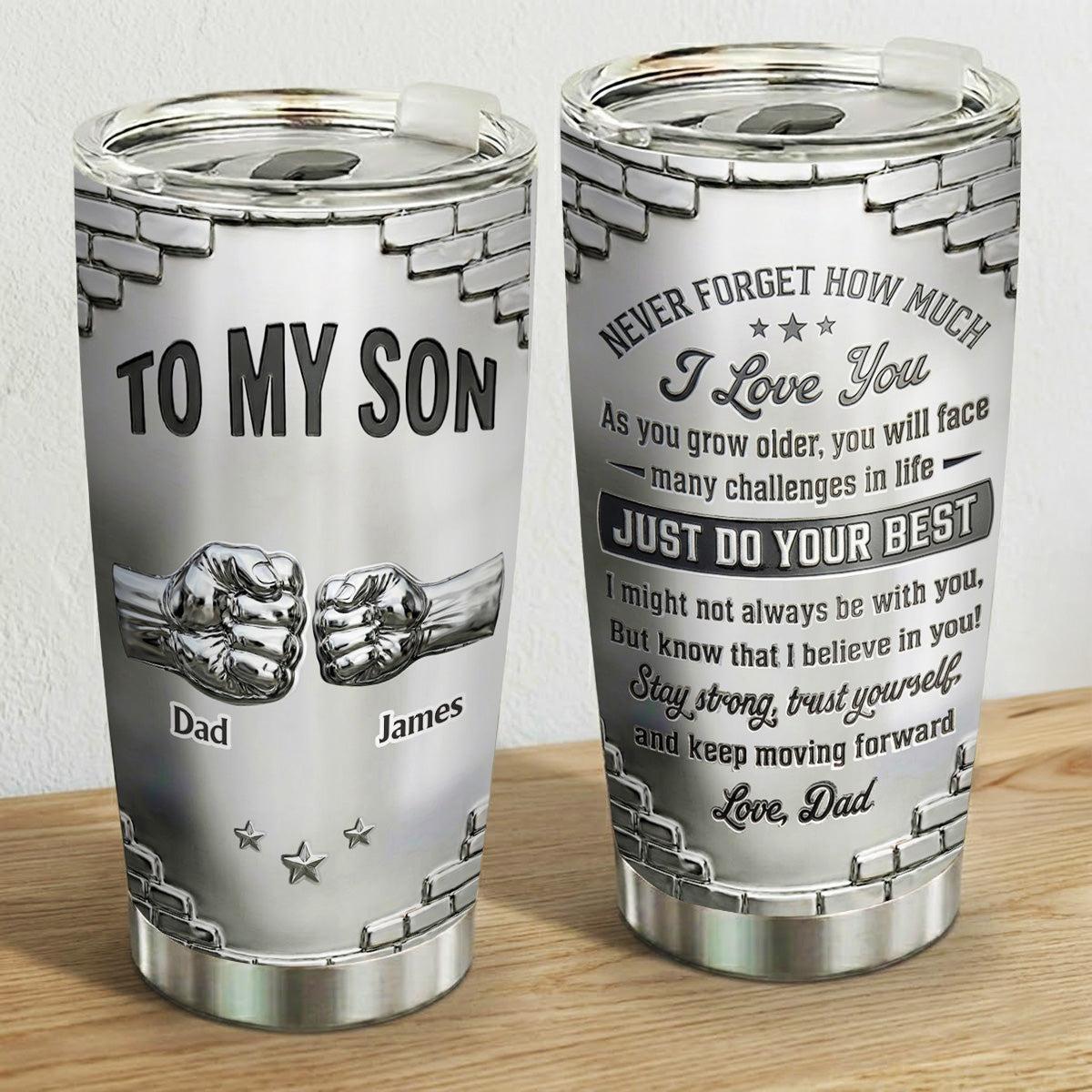 „To My Son I Believe In You" – Personalisierter, Individueller 3D-Effekt, 2D-gedruckter Becher - MyFaceBoxerDE