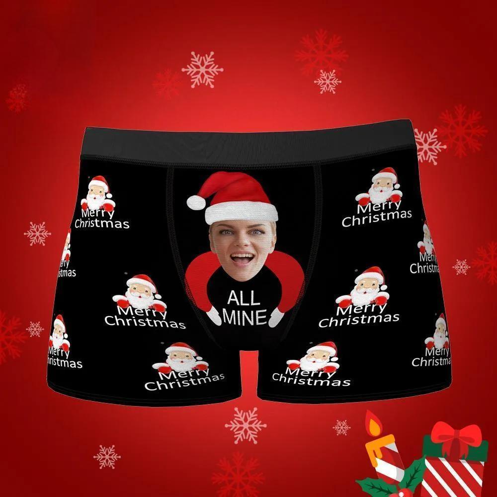 Benutzerdefinierte Freundin Gesicht Boxershorts Alle Mine Personalisierte Foto Unterwäsche Weihnachtsgeschenk für Männer