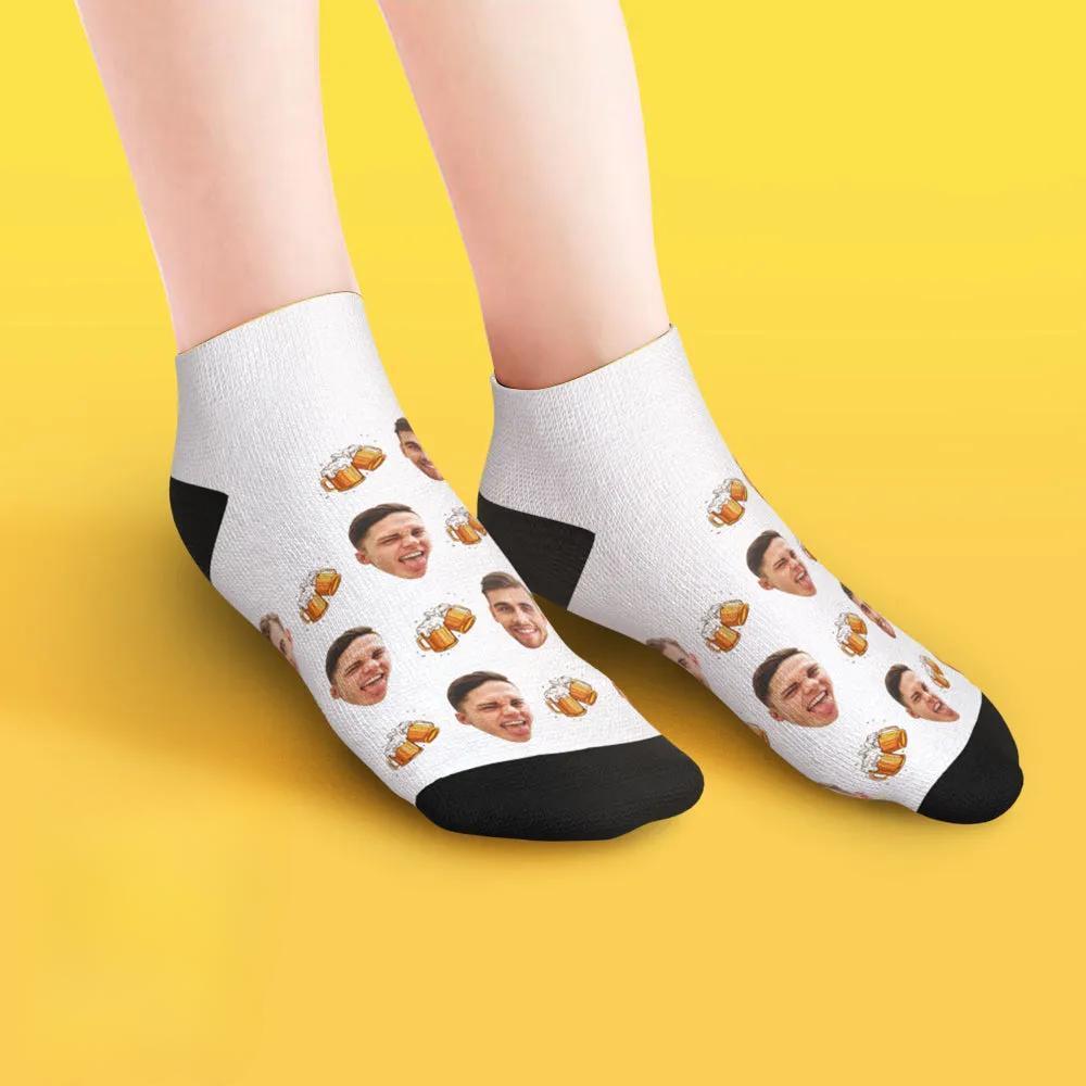 Benutzerdefinierte Niedrig geschnittene Knöchel Gesicht Socken Bier Party Socken