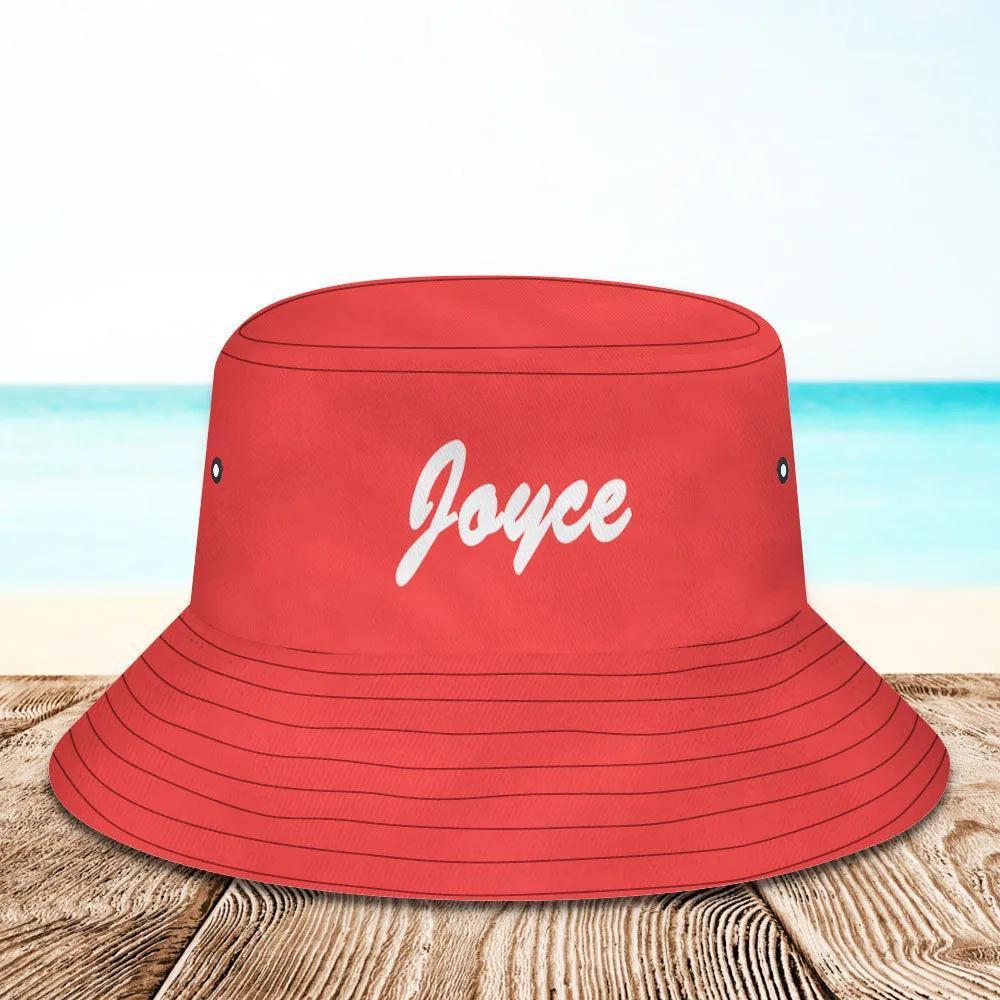 Individueller Eimer Hut Unisex Eimer Hut mit Text Personalisieren Breite Krempe Outdoor Sommer Kappe Wandern Strand Sport Hüte Geschenk für Liebhaber Rot