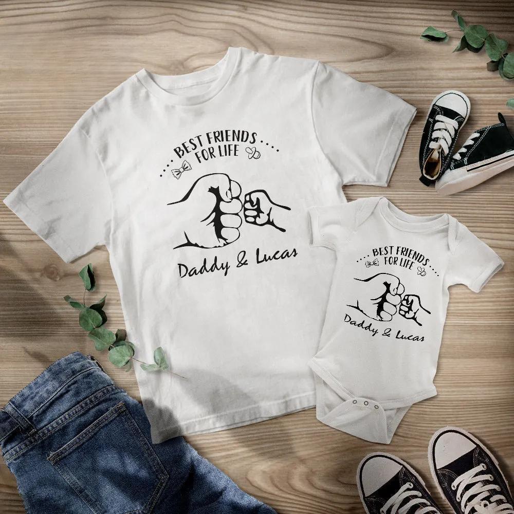 Benutzerdefiniertes Namenshemd Personalisierte Papa und Baby Passende Outfits Beste Freunde fürs Leben Vatertagsgeschenke