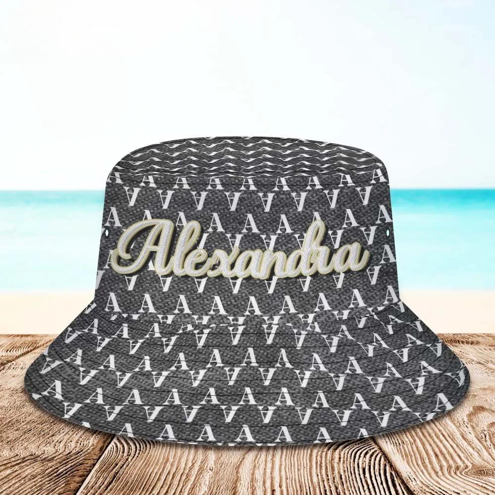 Benutzerdefinierter Fischerhut, Unisex, Schwarz, Mit Ihrem Namen Personalisiert