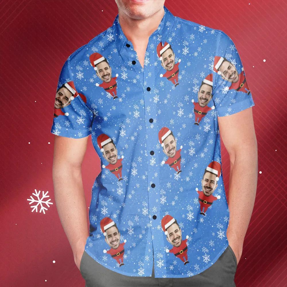 Herren Custom Face Weihnachten Santa All Over Print Hawaiihemd Weihnachtsgeschenk
