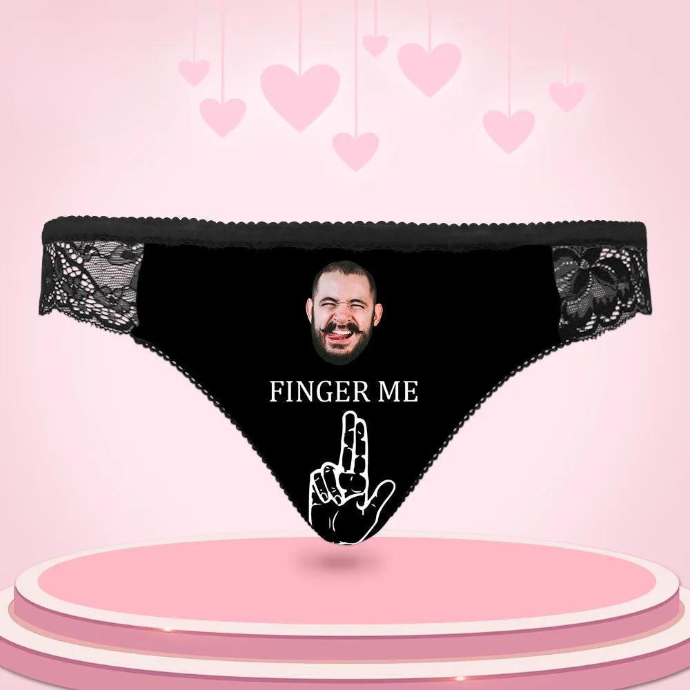 Benutzerdefinierte Frauen Lace Panty Gesicht Sexy Höschen Frauen Unterwäsche - Finger Me