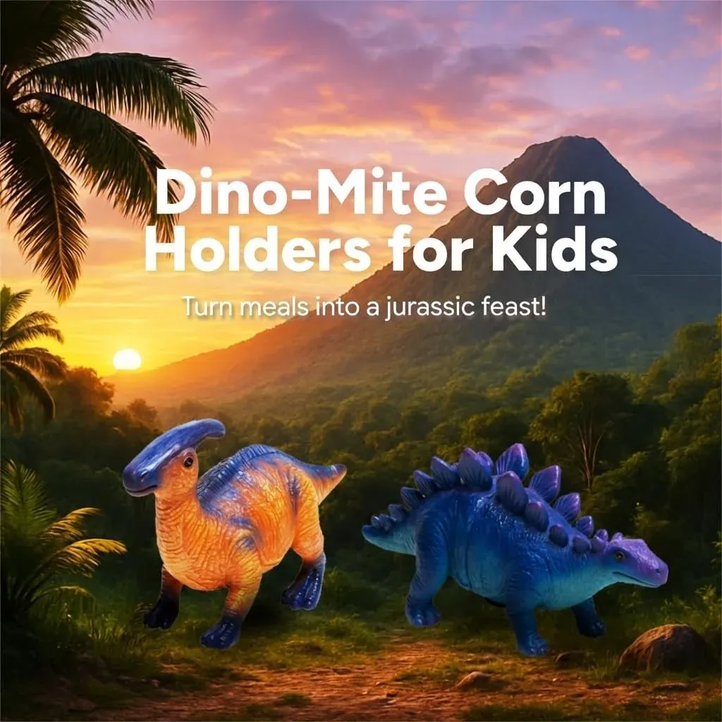 Dinosaurier-Maiskolbenhalter Für Maiskolben – Lustiger Maiskolbenhalter Für Kinder Und Erwachsene Mit Edelstahlzinken - MyFaceBoxerDE