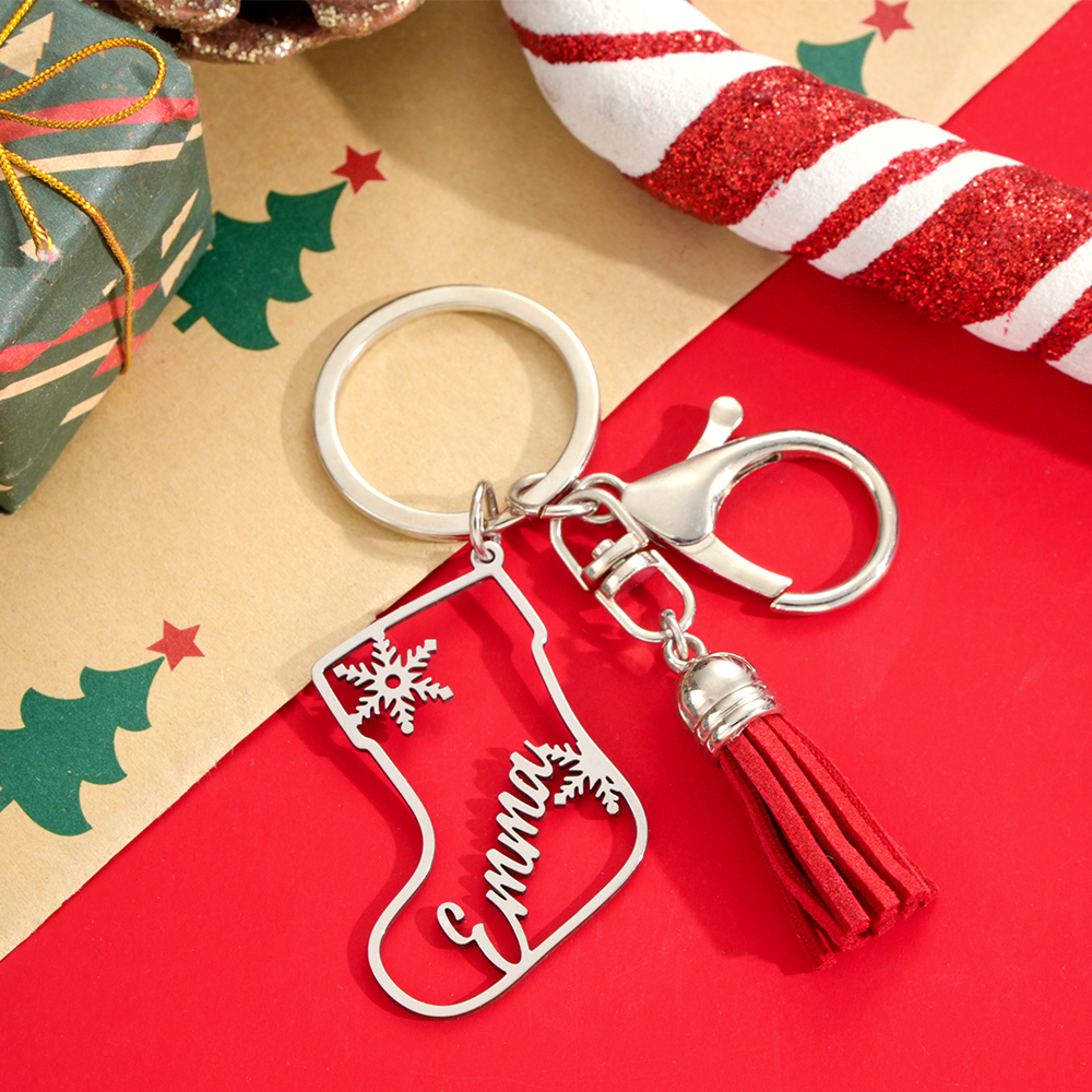 Porte-clés De Noël Personnalisé En Acier Inoxydable Avec Gravure Du Nom - Cadeau De Noël Pour Lui - Mug Personnalisé