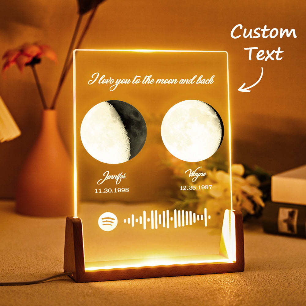 Phases De Lune Personnalisées Naissance Lune Veilleuse Cadeaux Spéciaux Pour Les Amoureux - Mug Personnalisé