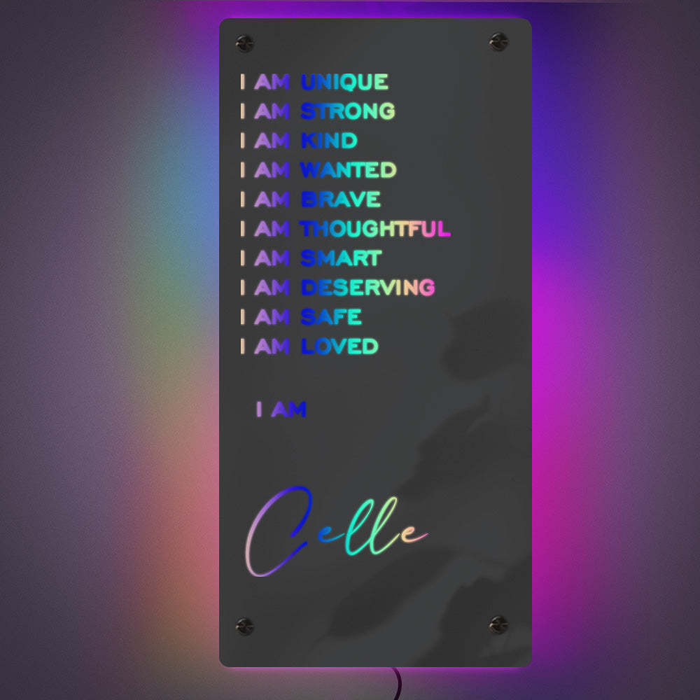 Affirmations Mirror - I Am Mirror Illumine Une Lampe De Chambre Colorée - Mug Personnalisé