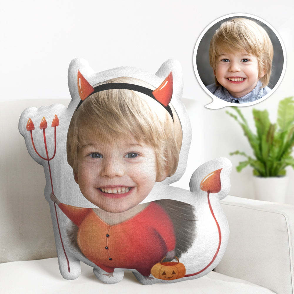 Halloween Gifts Custom Face Minime Throw Pillow Personalized Little Devil Hedgehog Pillow Gifts - Mug Personnalisé