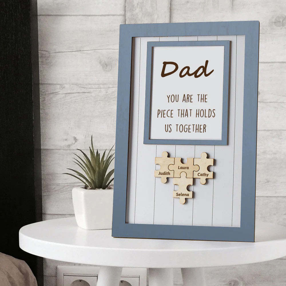Pièce De Papa Qui Nous Tient Ensemble, Cadre De Boîte, Signe De Puzzle Pour Maman, Cadeau Pour La Fête Des Pères - Mug Personnalisé