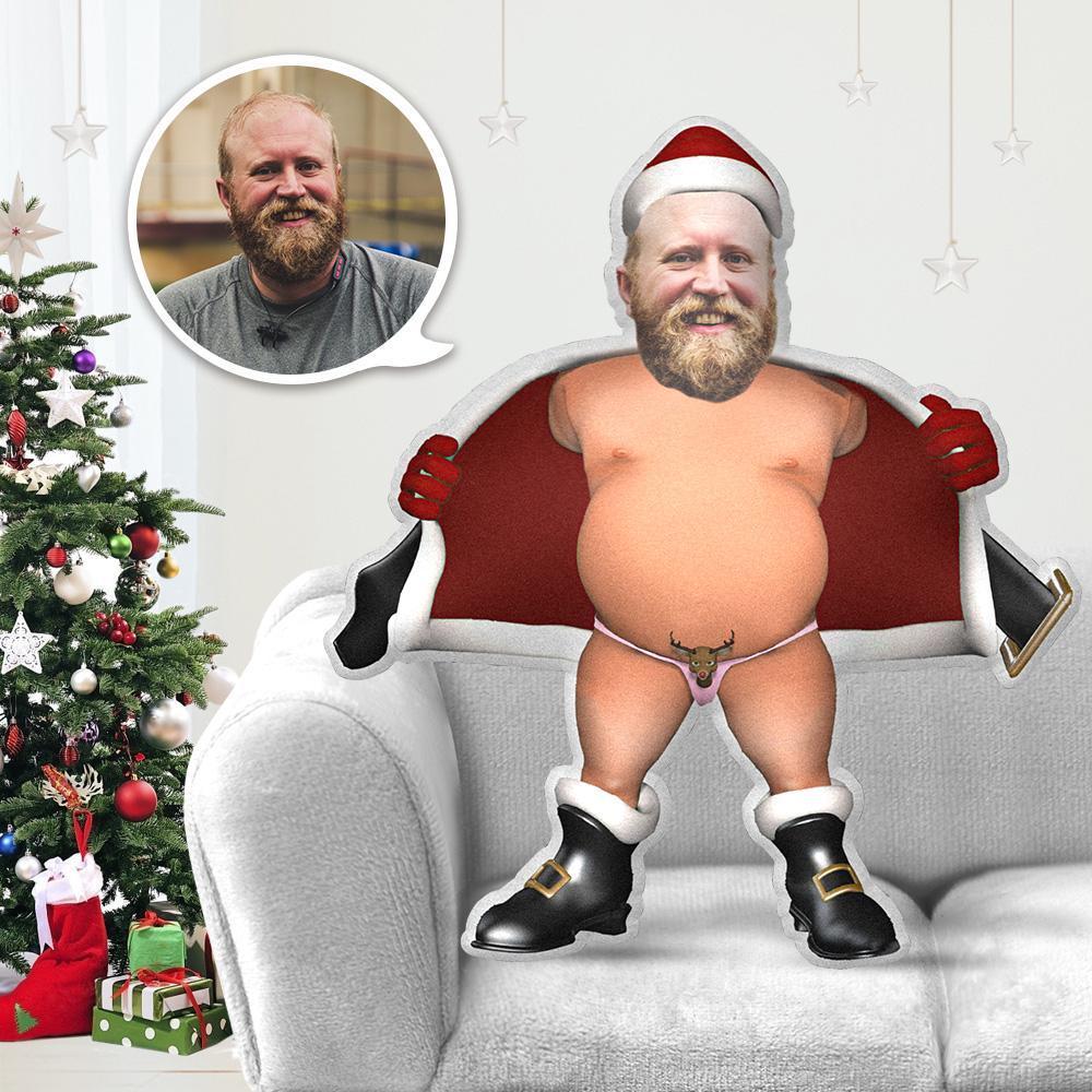 Cadeaux de Noël Oreiller Photo Personnalisé Oreiller Visage Oreiller Minime Père Noël Bikini Renne