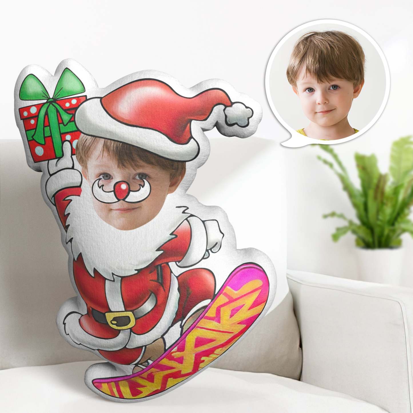 Oreiller De Corps Mon Visage Oreiller Personnalisé Noël Père Noël Skateboard Photo Oreiller Minime Oreiller Personnalisé Oreiller Cadeau - Mug Personnalisé