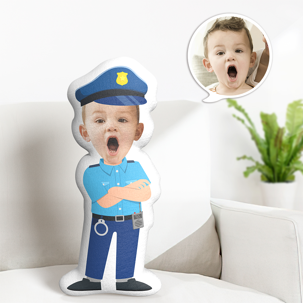 Oreiller De Visage Avec Photo Personnalisée, Oreiller De Travail De Police Mignon, Oreiller En Forme De Photo Personnalisé - Mug Personnalisé