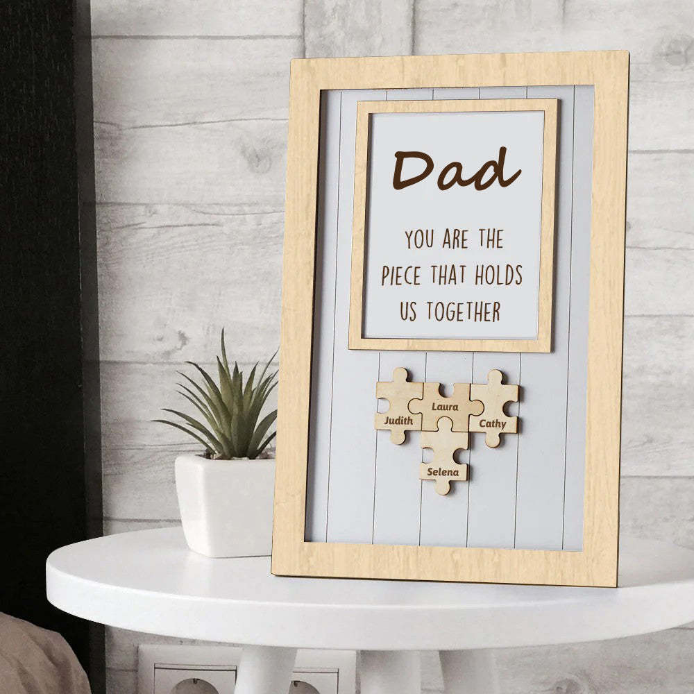Pièce De Papa Qui Nous Tient Ensemble, Cadre De Boîte, Signe De Puzzle Pour Maman, Cadeau Pour La Fête Des Pères - Mug Personnalisé