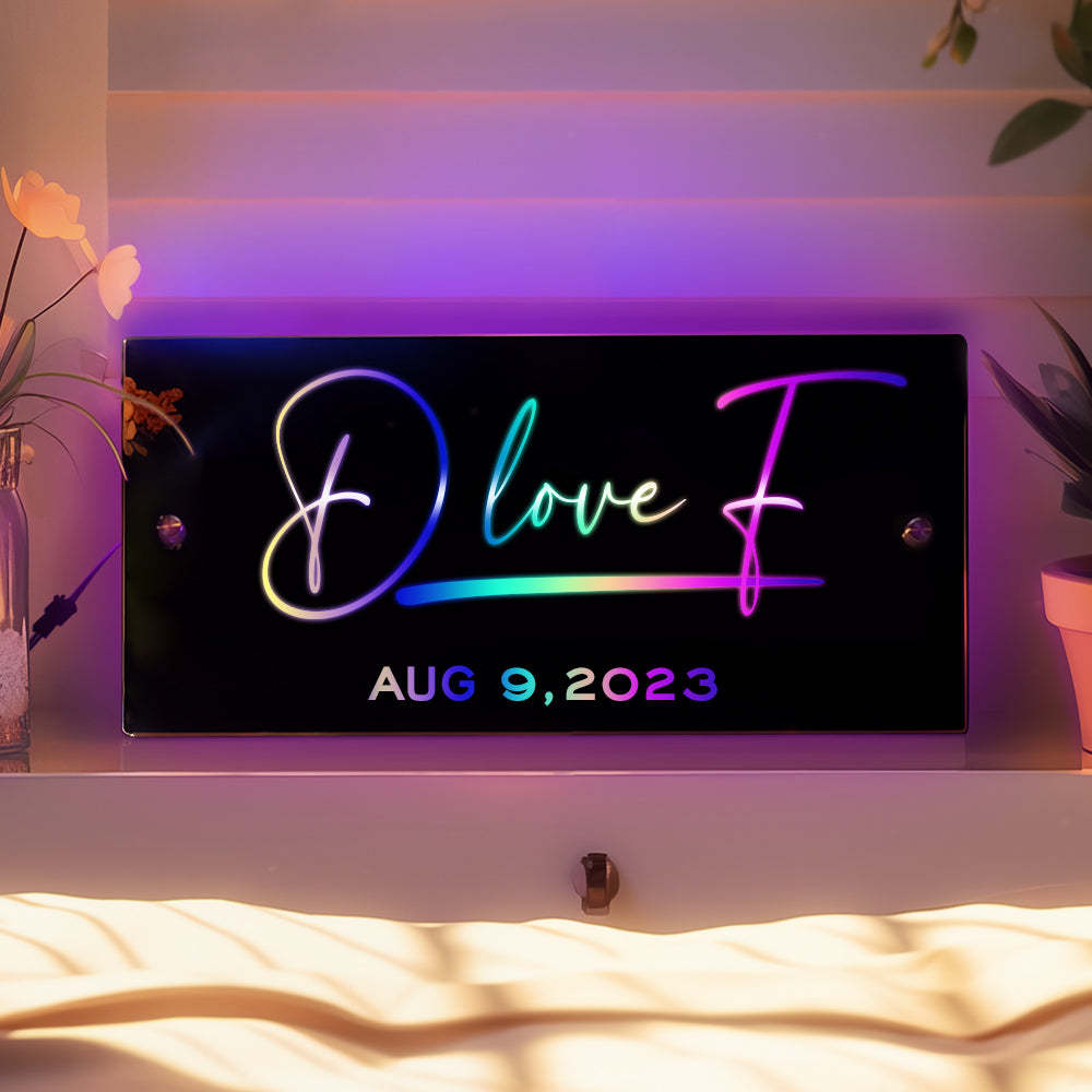 Custom Name Mirror Sign Personalised LED illuminated Light-Up Bedroom Sign - Mug Personnalisé
