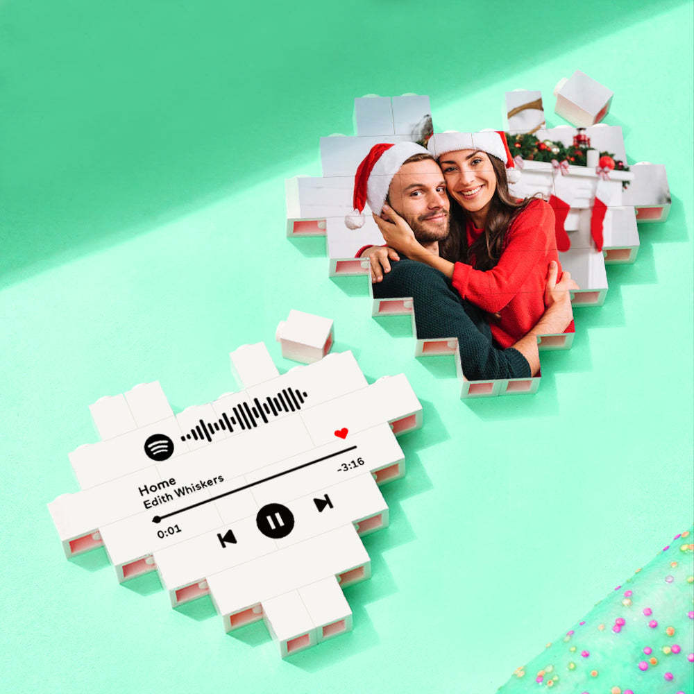 Brique De Construction De Code Spotify Personnalisée, Bloc Photo Personnalisé En Forme De Cœur, Meilleurs Cadeaux Pour Amoureux - Mug Personnalisé