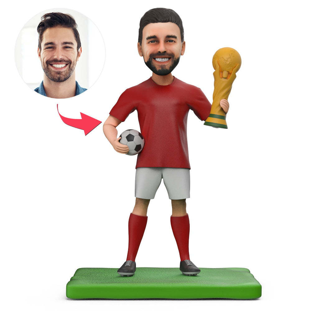 Champion De La Coupe Du Monde Des Amateurs De Football Bobblehead Personnalisé Avec Texte Gravé - Mug Personnalisé