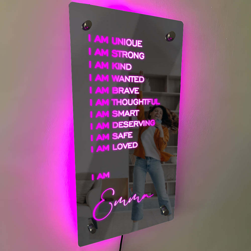 Affirmations Mirror - I Am Mirror Illumine Une Lampe De Chambre Colorée - Mug Personnalisé