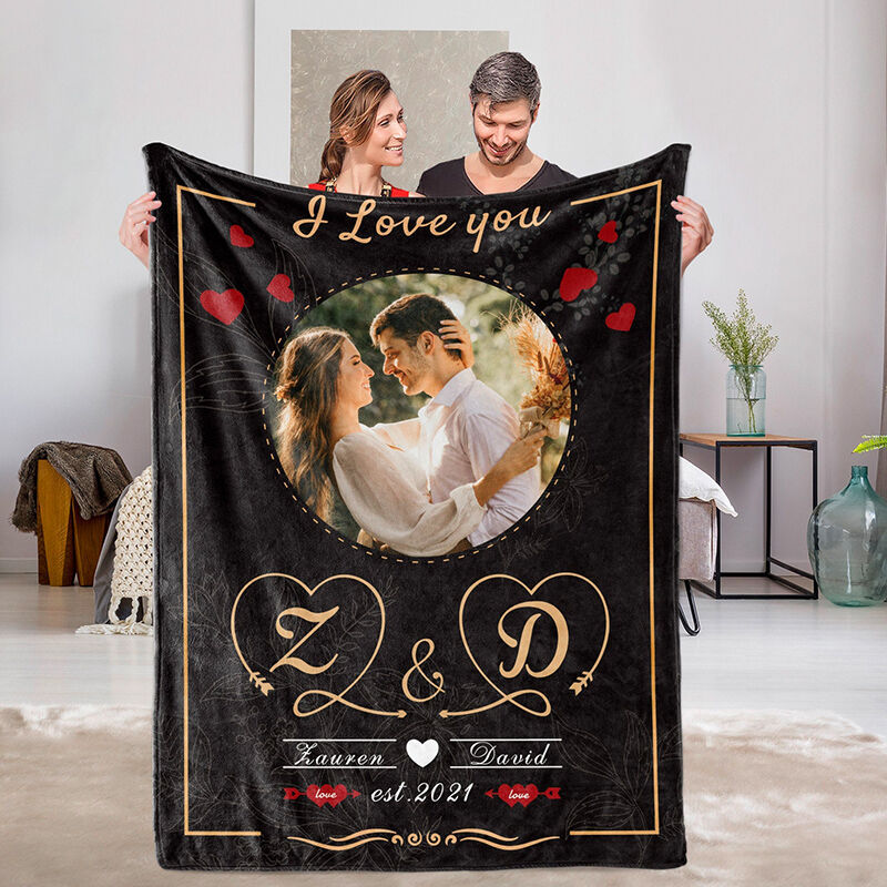 Couverture Photo Personnalisée Avec Nom Personnalisé Et Motif Cœur Rouge, Joli Cadeau Pour Les Couples - Mug Personnalisé
