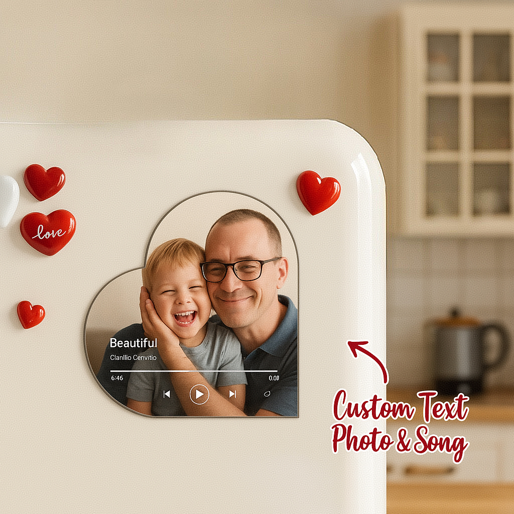 Aimant De Réfrigérateur De Musique Personnalisé, Cadre En Cœur Personnalisé, Aimant De Réfrigérateur, Autocollant Photo Mural De Musique