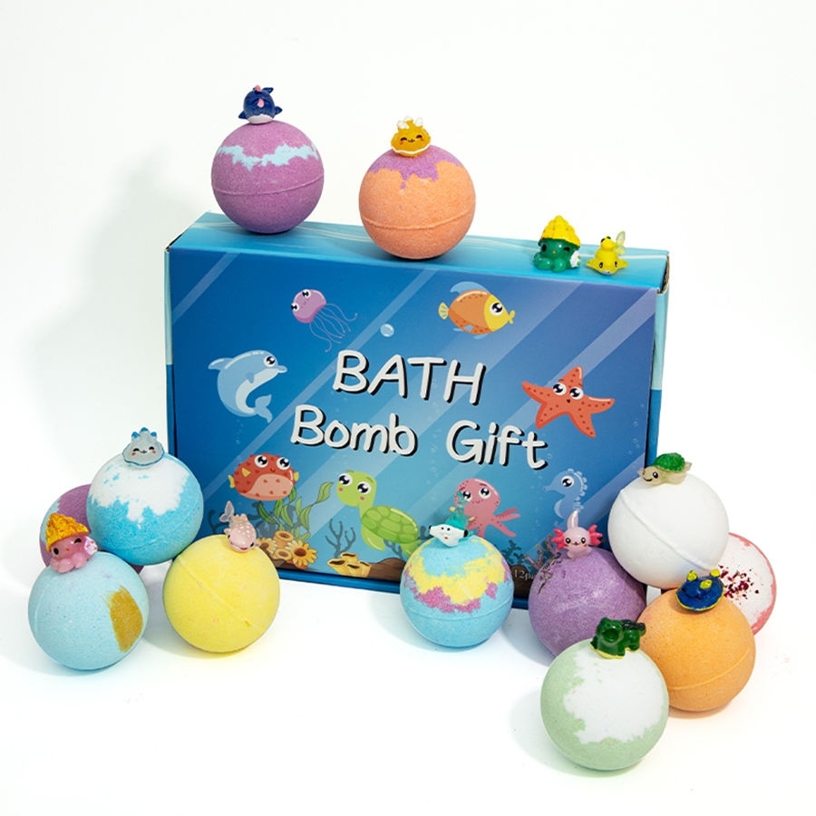 Bombes De Bain Surprise Marine Pour Enfants : Bombes De Bain Effervescentes Avec Jouets Animaux Marins À L'intérieur, Cadeau Pour Enfant