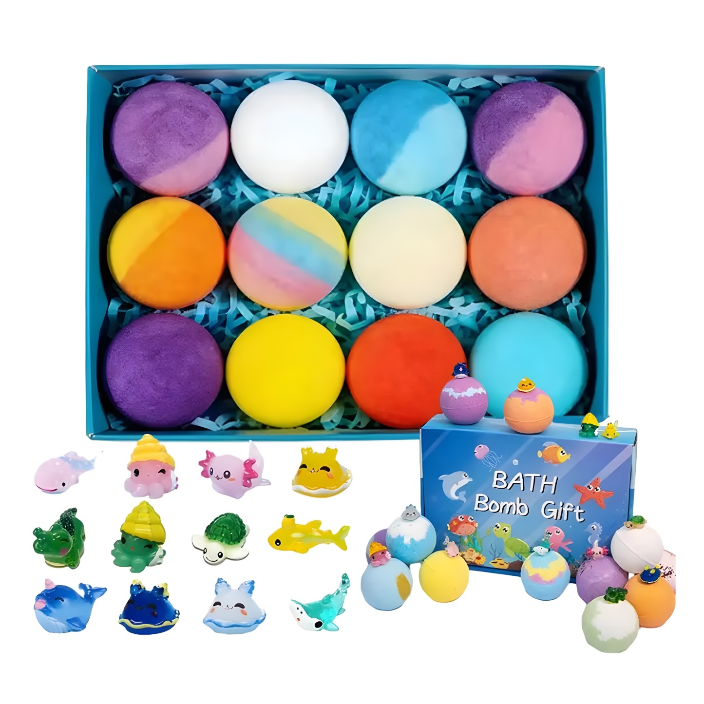 Bombes De Bain Surprise Marine Pour Enfants : Bombes De Bain Effervescentes Avec Jouets Animaux Marins À L'intérieur, Cadeau Pour Enfant