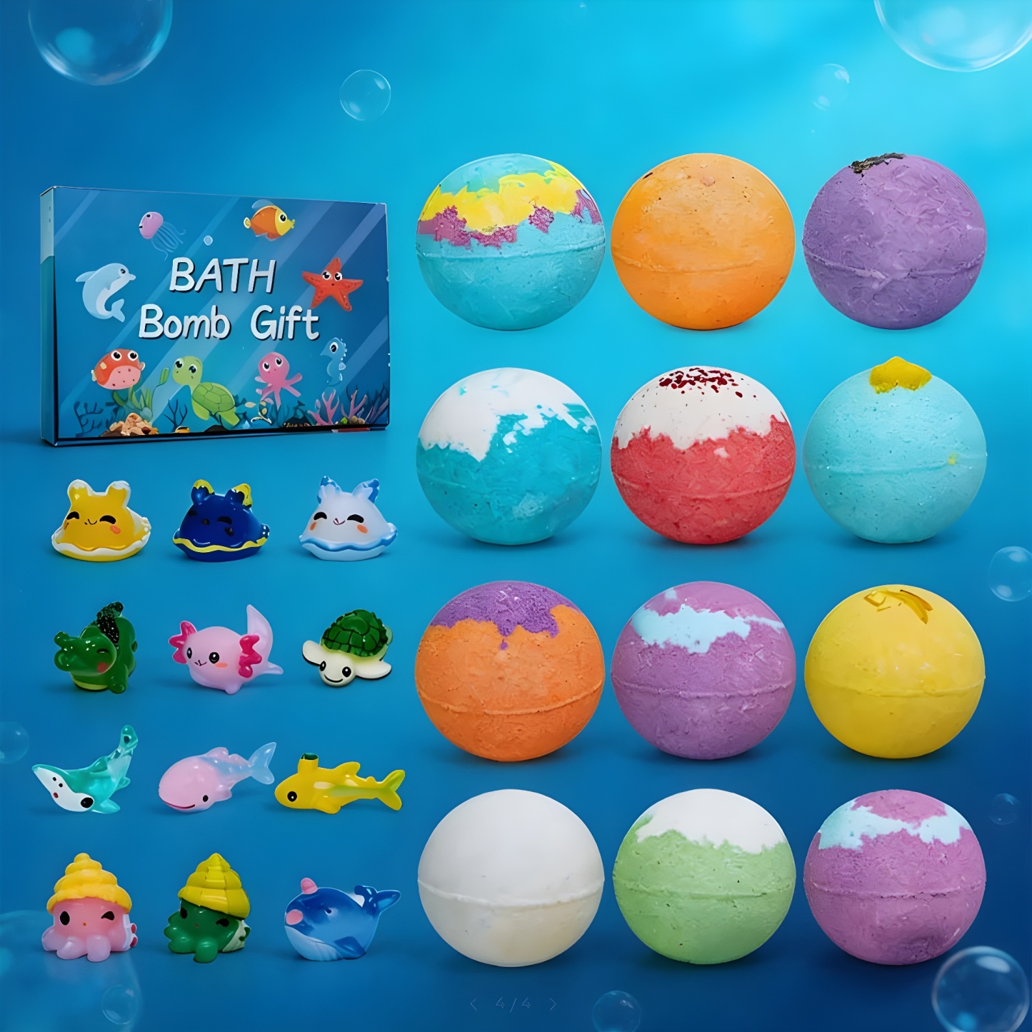 Bombes De Bain Surprise Marine Pour Enfants : Bombes De Bain Effervescentes Avec Jouets Animaux Marins À L'intérieur, Cadeau Pour Enfant