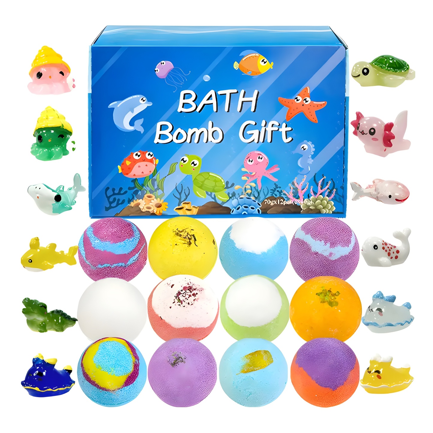 Bombes De Bain Surprise Marine Pour Enfants : Bombes De Bain Effervescentes Avec Jouets Animaux Marins À L'intérieur, Cadeau Pour Enfant