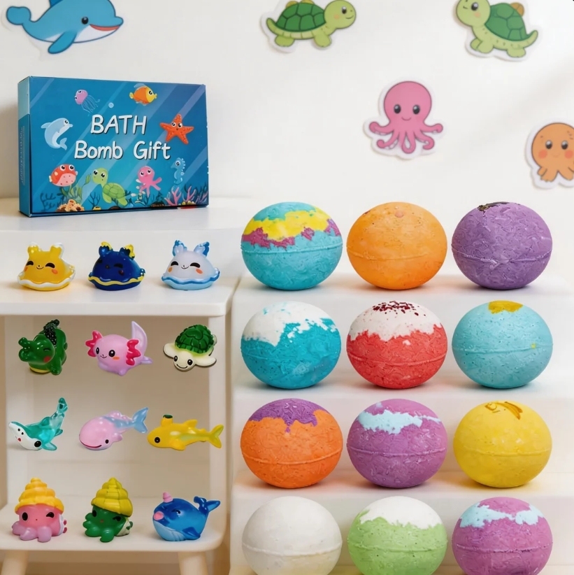 Bombes De Bain Surprise Marine Pour Enfants : Bombes De Bain Effervescentes Avec Jouets Animaux Marins À L'intérieur, Cadeau Pour Enfant