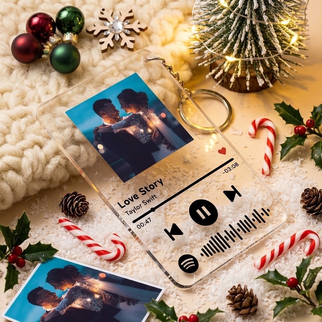 Photo Personnalisée Spotify Porte-clés Spotify Cadeau En Verre Pour Papa