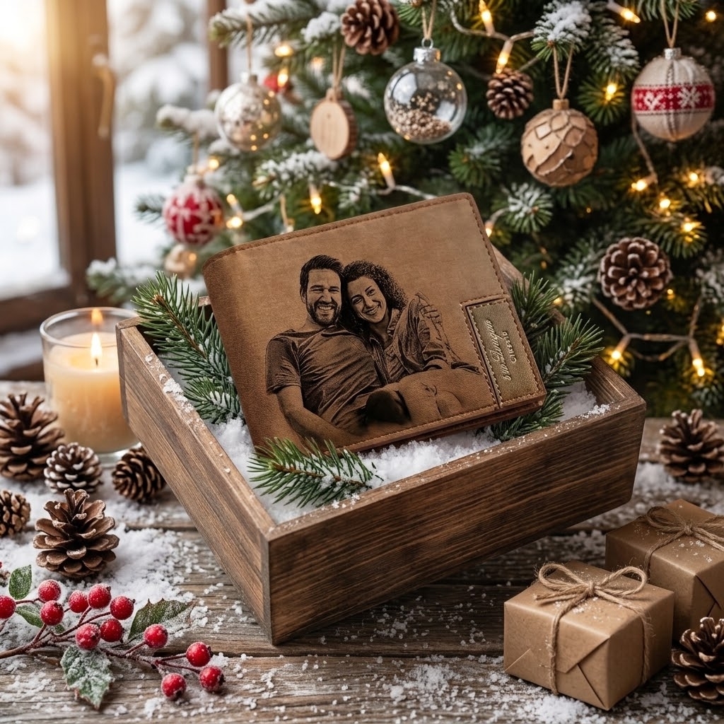 Cadeau de Noël Portefeuille Personnalisé Avec Photo Gravée Pour Hommes, Meilleur Cadeau Pour Lui