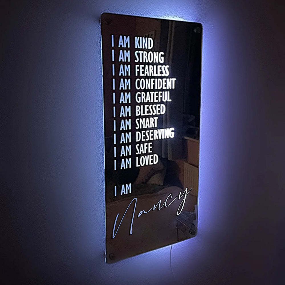 Affirmations Mirror - I Am Mirror Illumine Une Lampe De Chambre Colorée - Mug Personnalisé