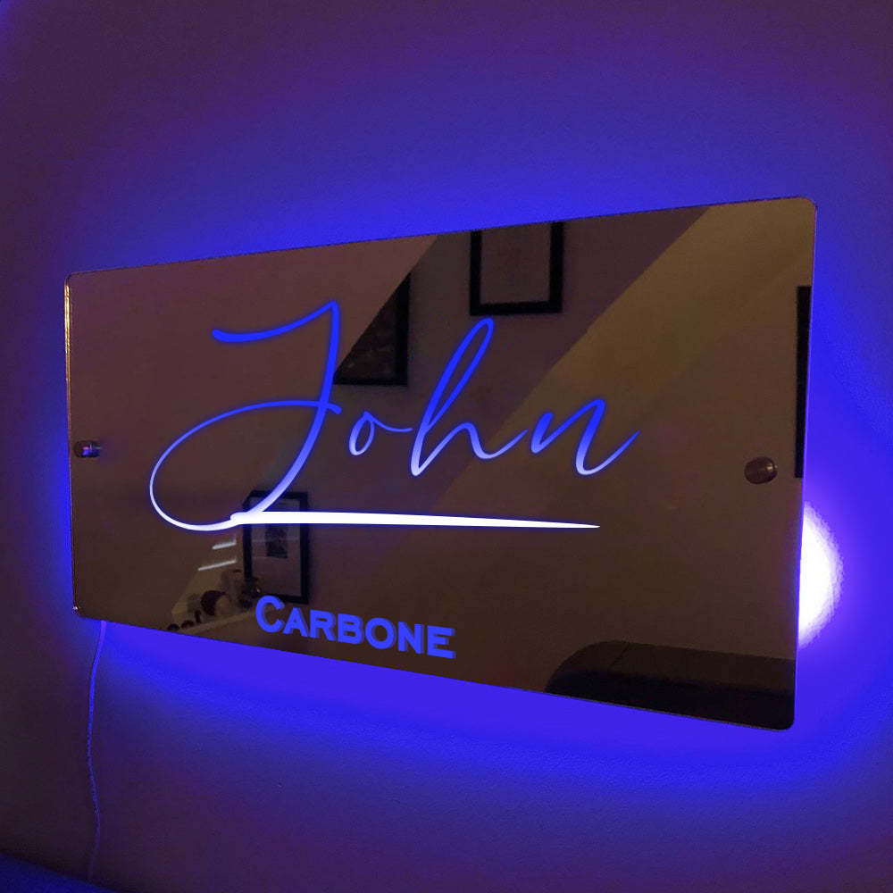 Custom Name Mirror Sign Personalised LED illuminated Light-Up Bedroom Sign - Mug Personnalisé