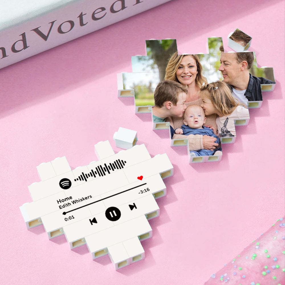 Brique De Construction De Code Spotify Personnalisée, Bloc Photo Personnalisé En Forme De Cœur, Meilleurs Cadeaux Pour Amoureux - Mug Personnalisé