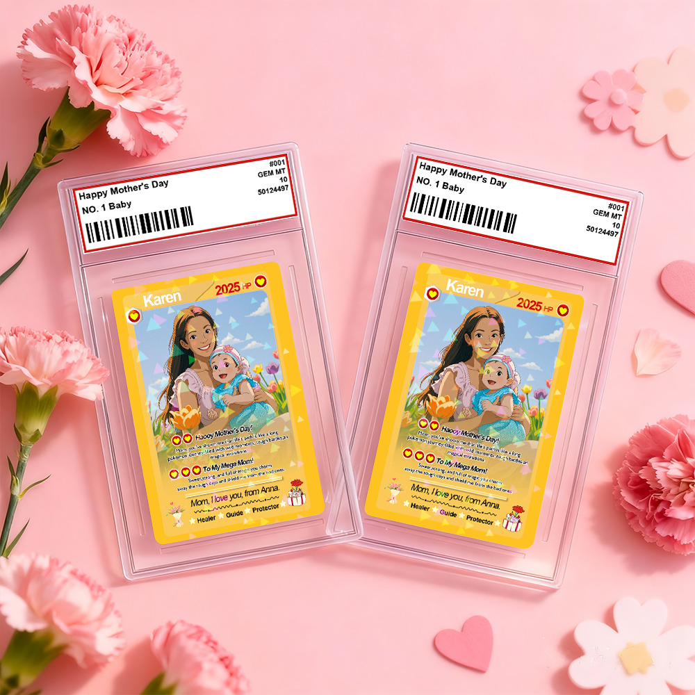 Carte Personnalisée Pour La Fête Des Mères Avec Photo Et Fleurs, Texte Personnalisé Transformé En Portrait Animé, Cadeau Pour Maman - Mug Personnalisé