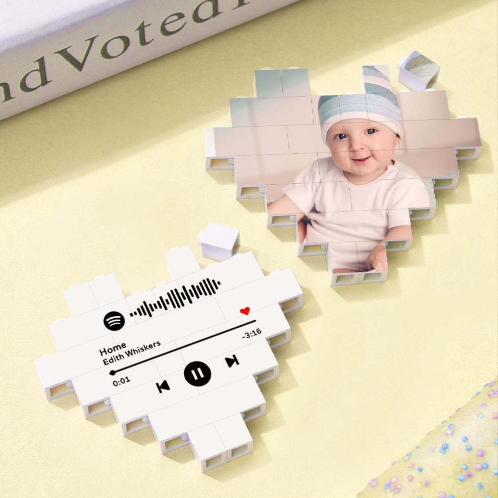 Brique De Construction De Code Spotify Personnalisée, Bloc Photo Personnalisé En Forme De Cœur, Meilleurs Cadeaux Pour Amoureux - Mug Personnalisé