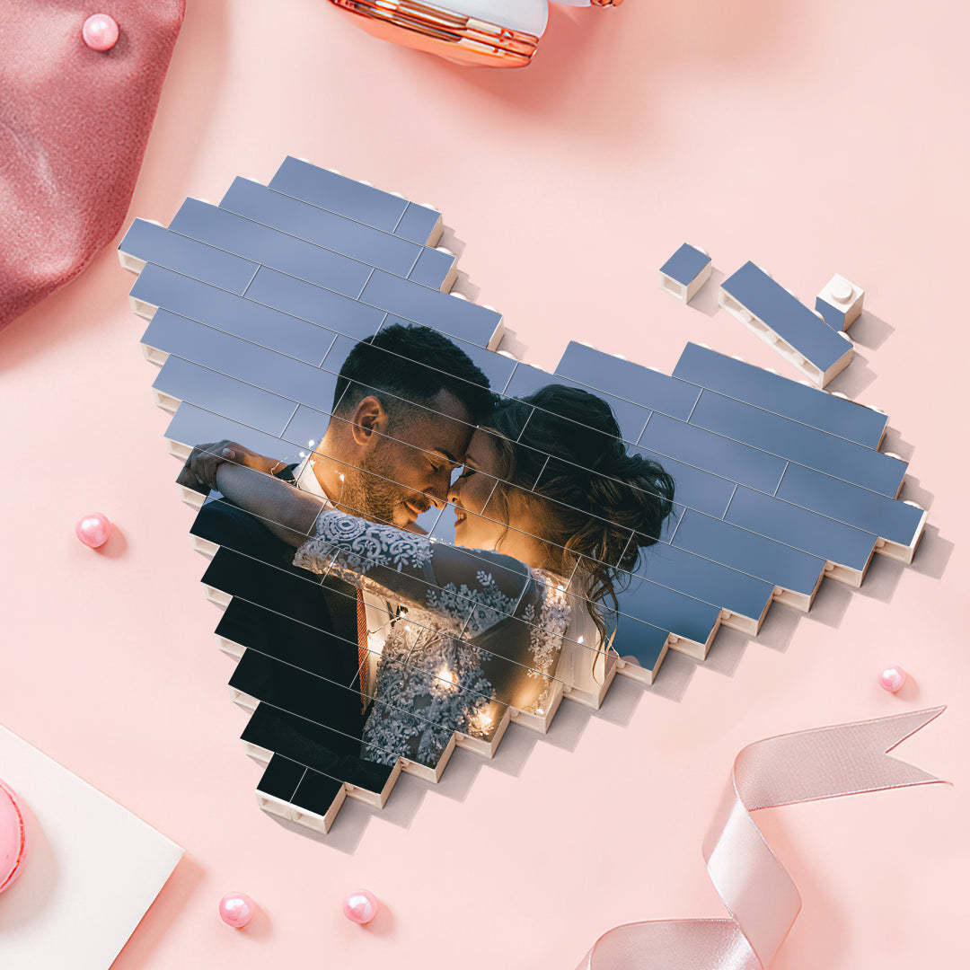 Cadeaux Pour Elle, Brique De Construction Personnalisée, Bloc Photo Personnalisé En Forme De Cœur Pour Amoureux - Mug Personnalisé