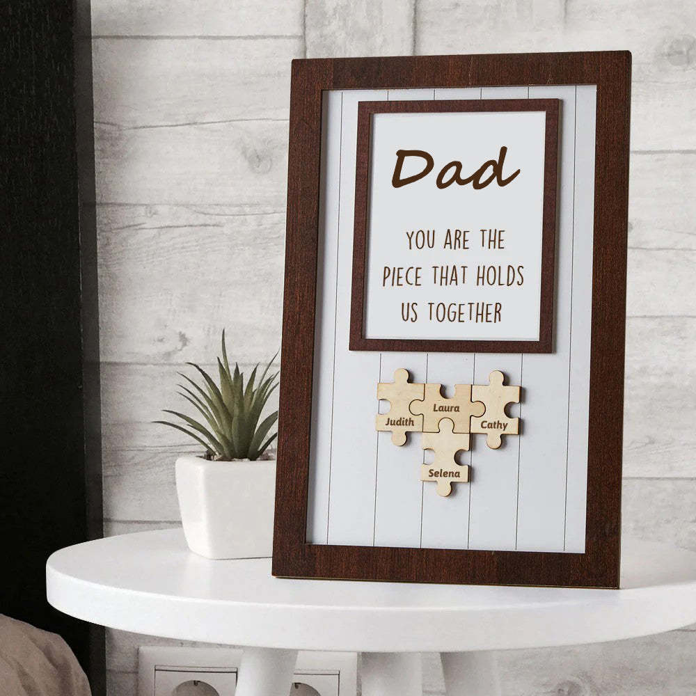 Pièce De Papa Qui Nous Tient Ensemble, Cadre De Boîte, Signe De Puzzle Pour Maman, Cadeau Pour La Fête Des Pères - Mug Personnalisé