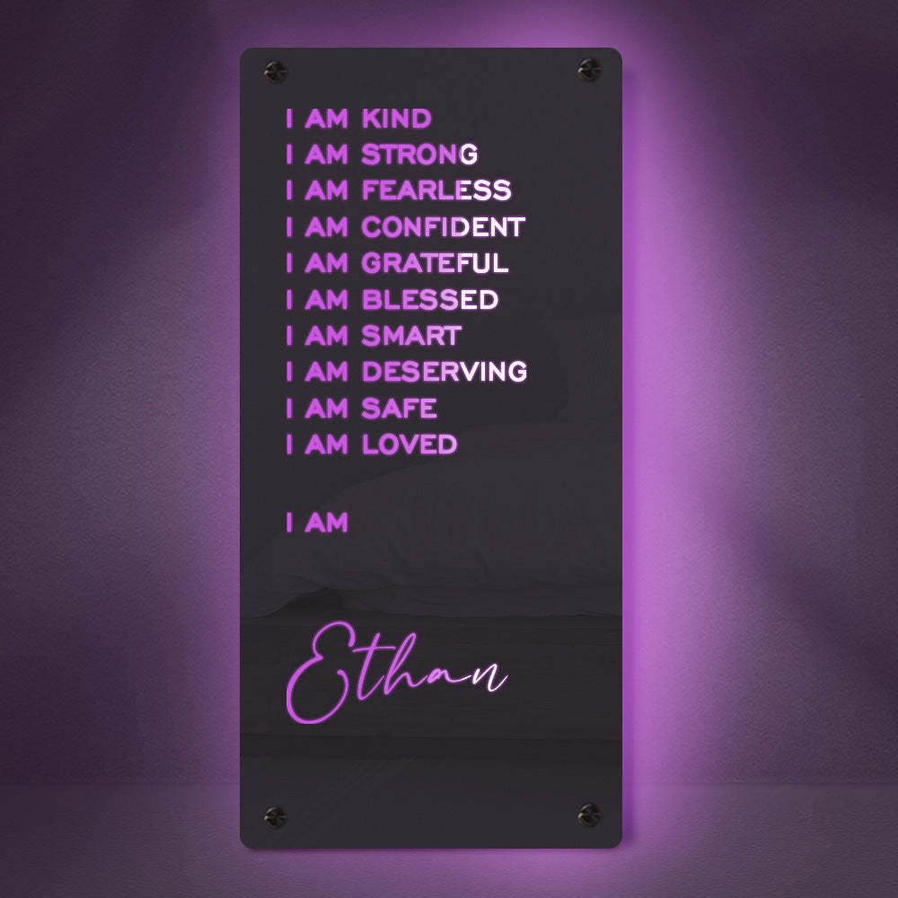 Affirmations Mirror - I Am Mirror Illumine Une Lampe De Chambre Colorée - Mug Personnalisé