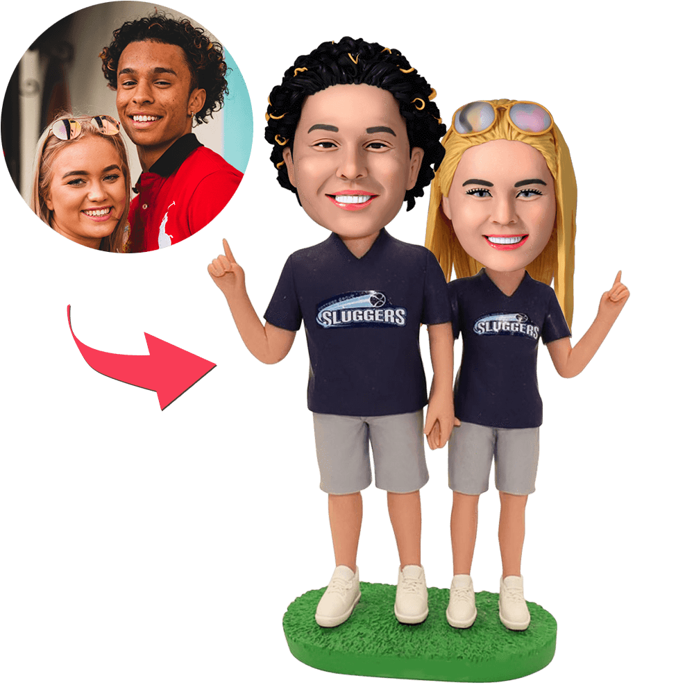 Couple De Fans De Football Bobblehead Personnalisé Avec Texte Gravé - Mug Personnalisé